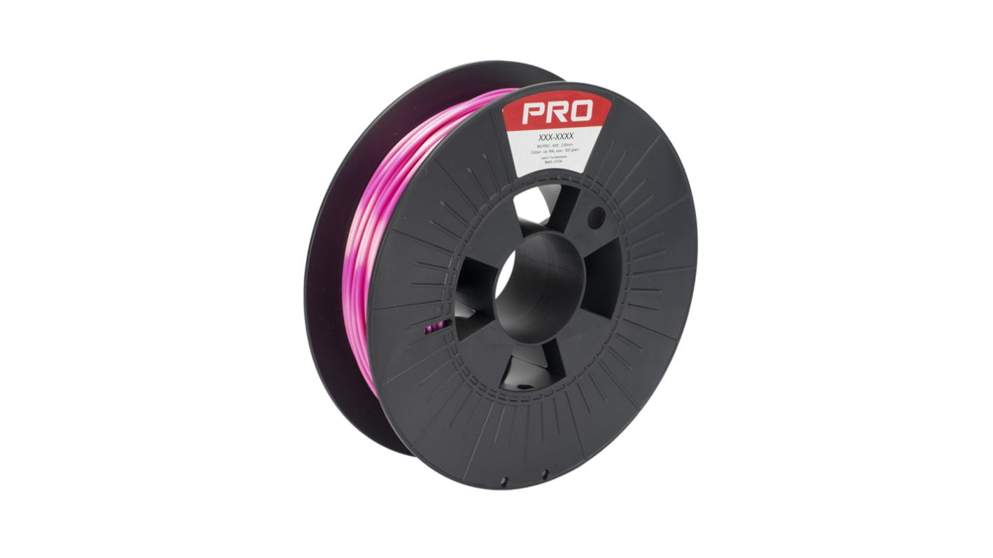 RS PRO 2.85mm Pink PLA Satin 3D Printer Filament, 500g