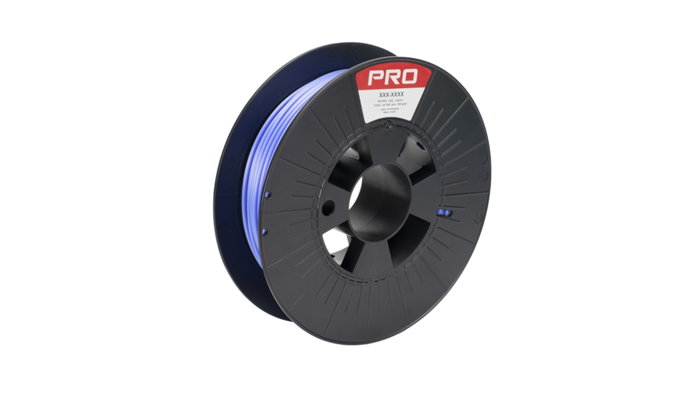 RS PRO 2.85mm Blue PLA Satin 3D Printer Filament, 500g