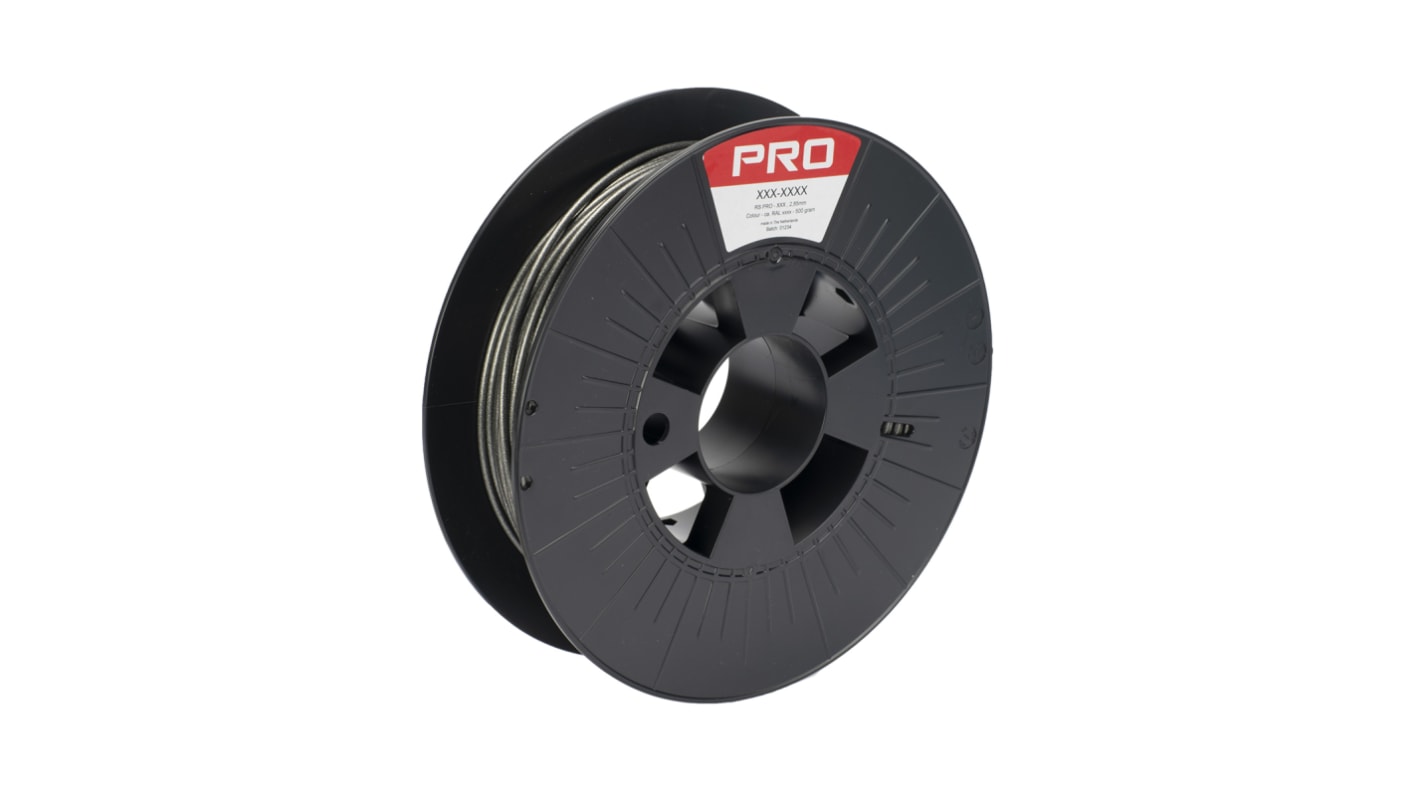 RS PRO Szürke 2.85mm Ø 3D-s nyomtatószál, 500g Csillogó PLA