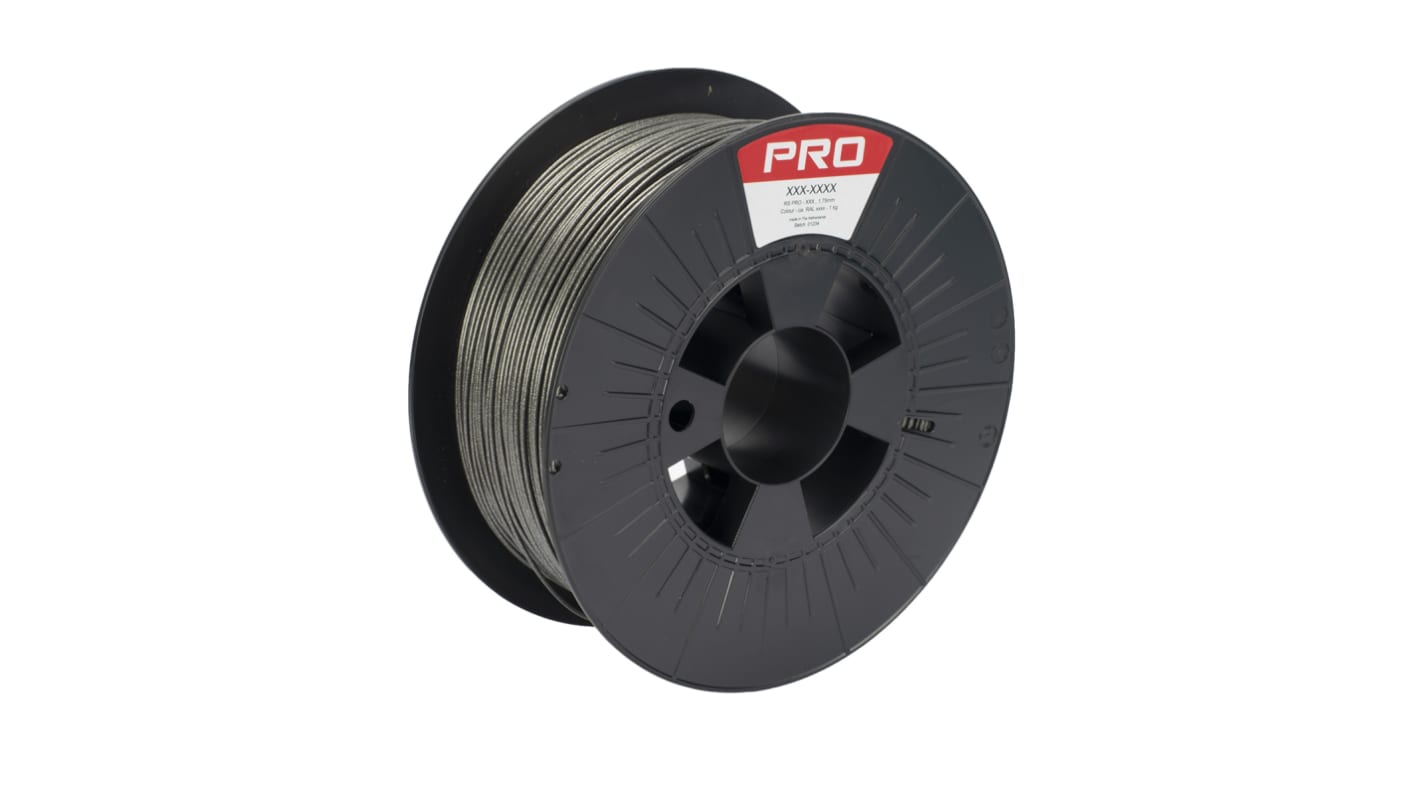 RS PRO PLA (Glitter) 3D-Drucker Filament zur Verwendung mit Gängige Desktop-3D-Drucker, Grau, 1.75mm, FDM, 1kg