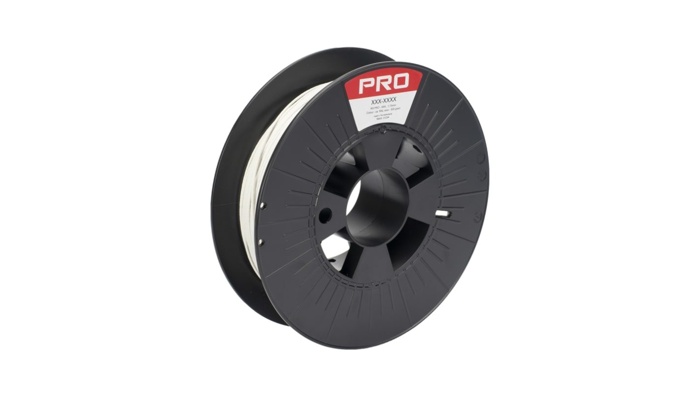 RS PRO 1.75mm White PLA Matt 3D Printer Filament, 500g