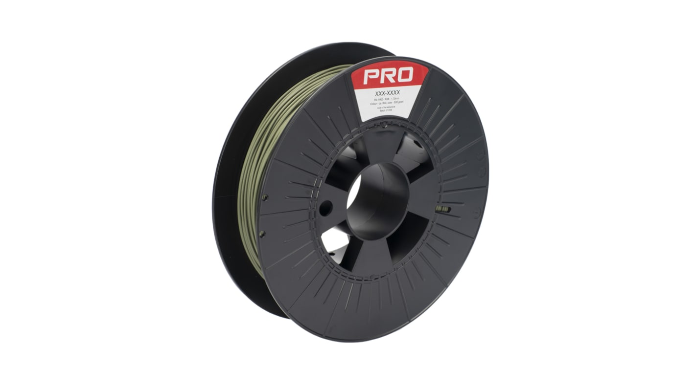 Filament pour imprimante 3D RS PRO, PLA mat, Ø 1.75mm, Gris vert, 500g, FDM