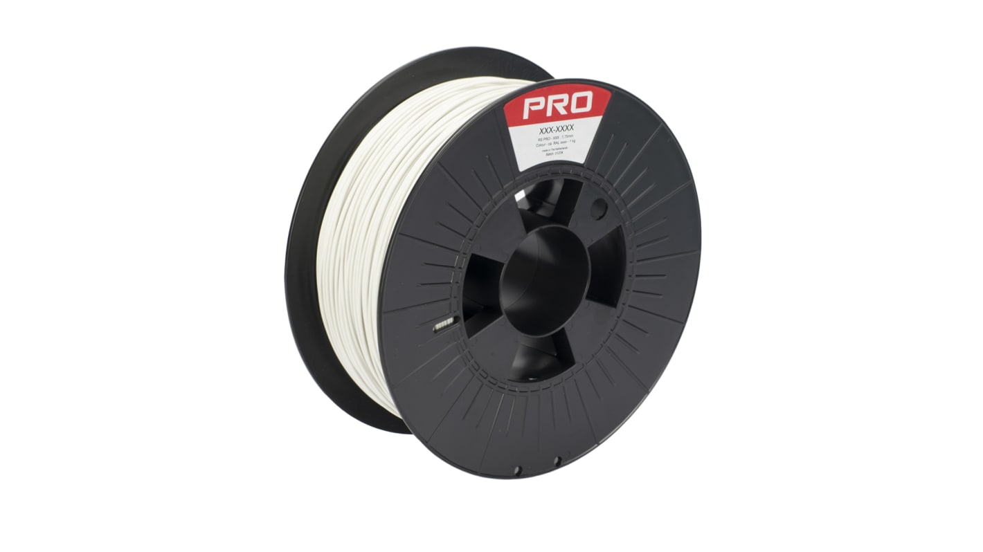 RS PRO 1.75mm White PLA Matt 3D Printer Filament, 1kg