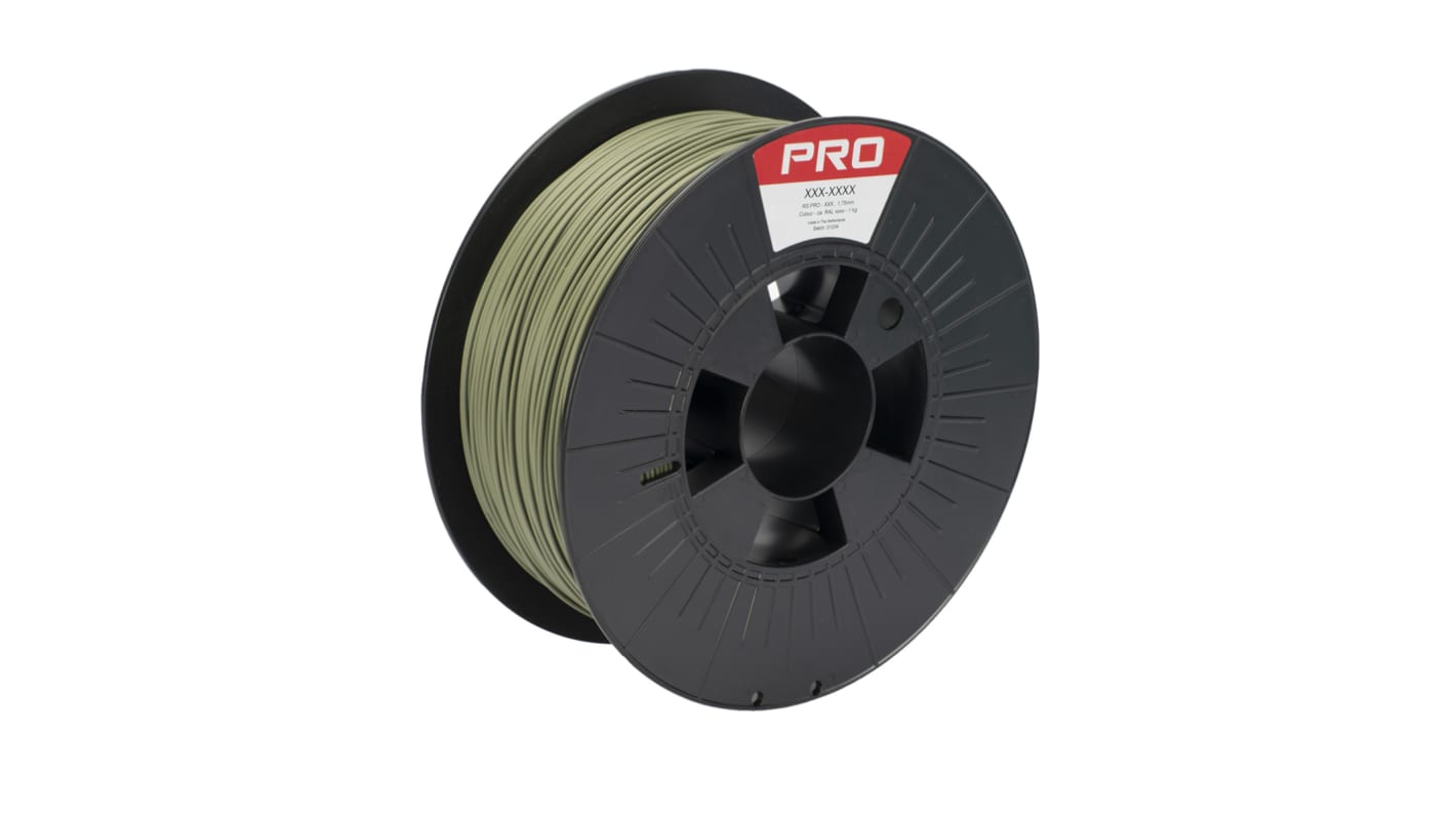 RS PRO 1.75mm Green Grey PLA Matt 3D Printer Filament, 1kg