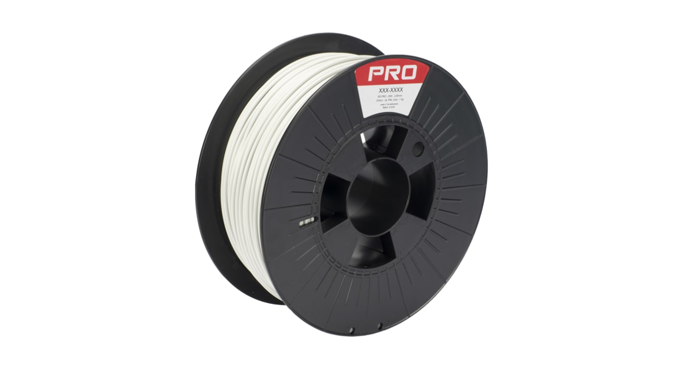 Filament pour imprimante 3D RS PRO, PLA, Ø 2.85mm, Gris clair, 1kg, FDM