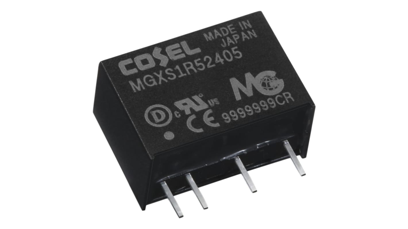 Cosel MGXS1R5 DC-DC Converter, 5V dc/ 300mA Output, 6 → 60 V dc Input, 1.5W, Through Hole, +85°C Max Temp -40°C