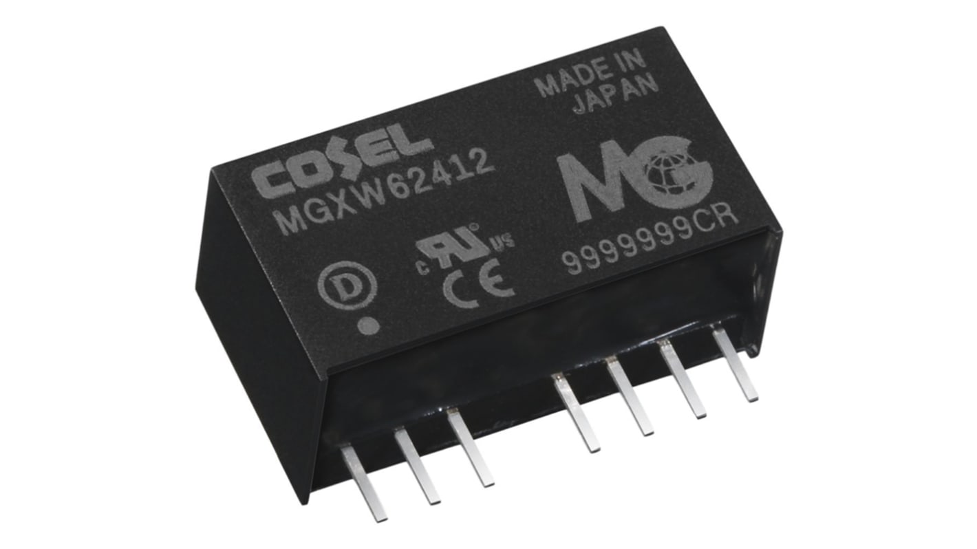 Cosel MGXW6 DC-DC Converter, ±12V dc/ 250mA Output, 6 → 60 V dc Input, 6W, Through Hole, +85°C Max Temp -40°C