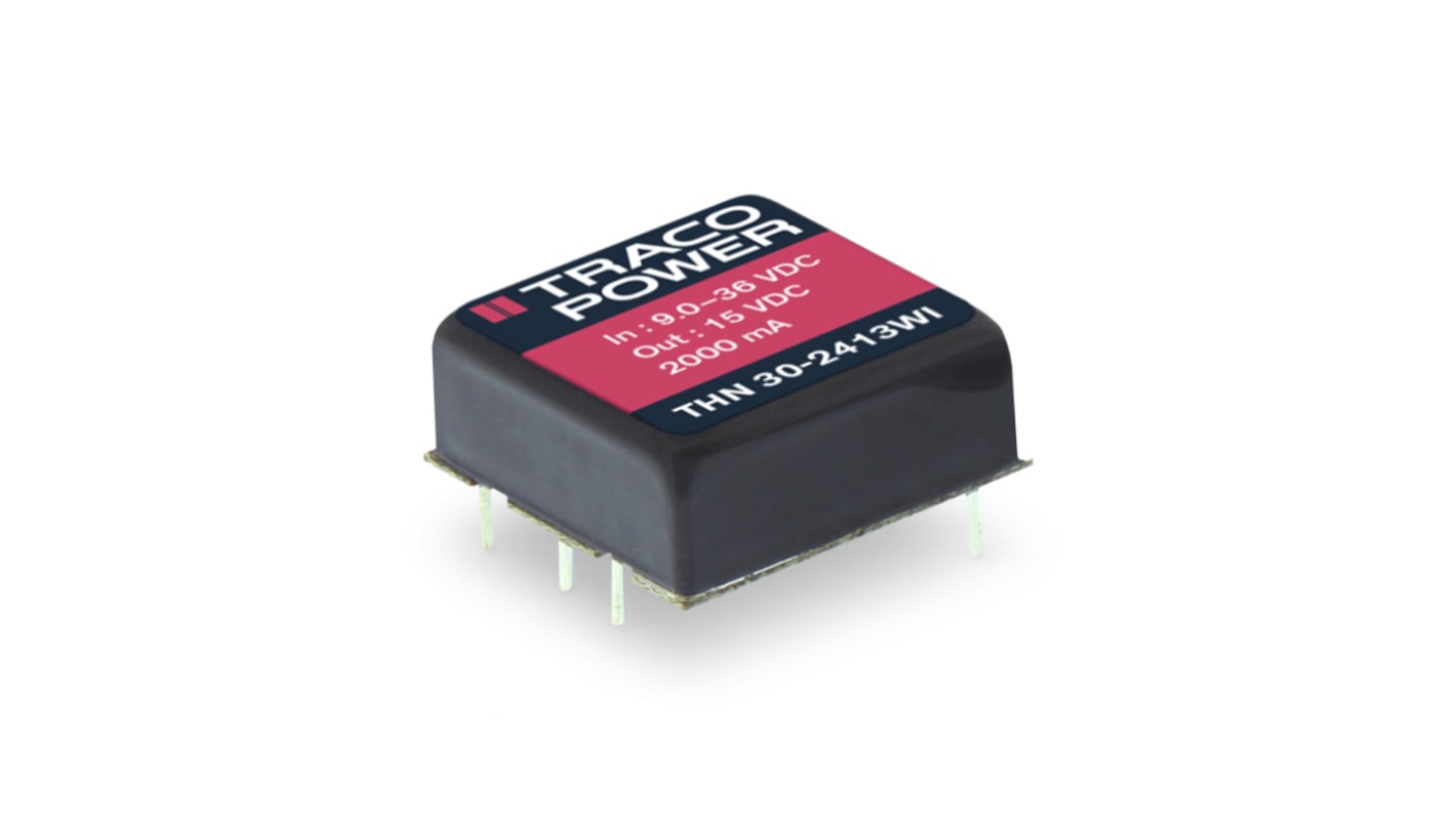 TRACOPOWER THN 30WI DC-DC Converter, 5V dc/ 6A Output, 18 → 75 V dc Input, 30W, Through Hole, +80°C Max Temp