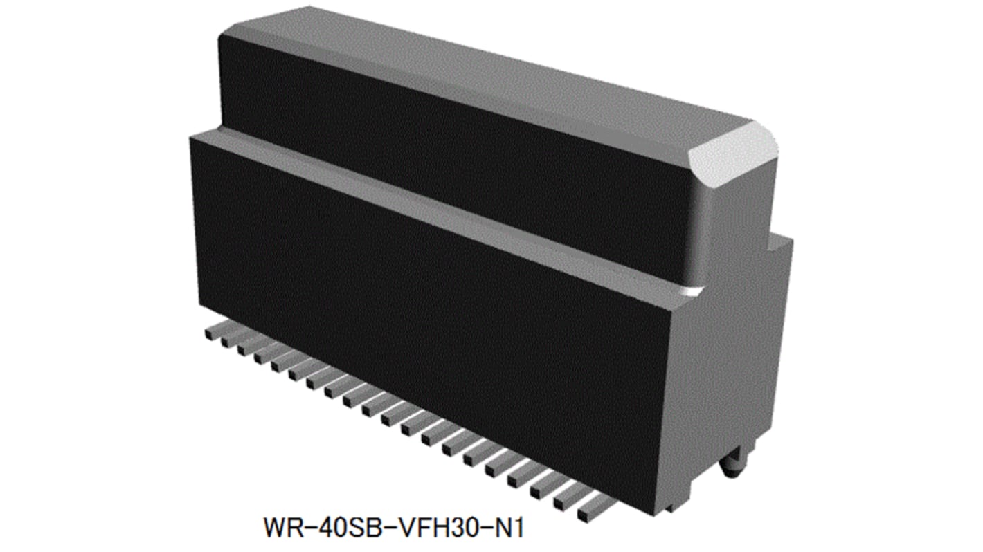 JAE WR Series Straight Surface Mount PCB Socket, 40-Contact, 2-Row, 0.5mm Pitch, Solder Termination