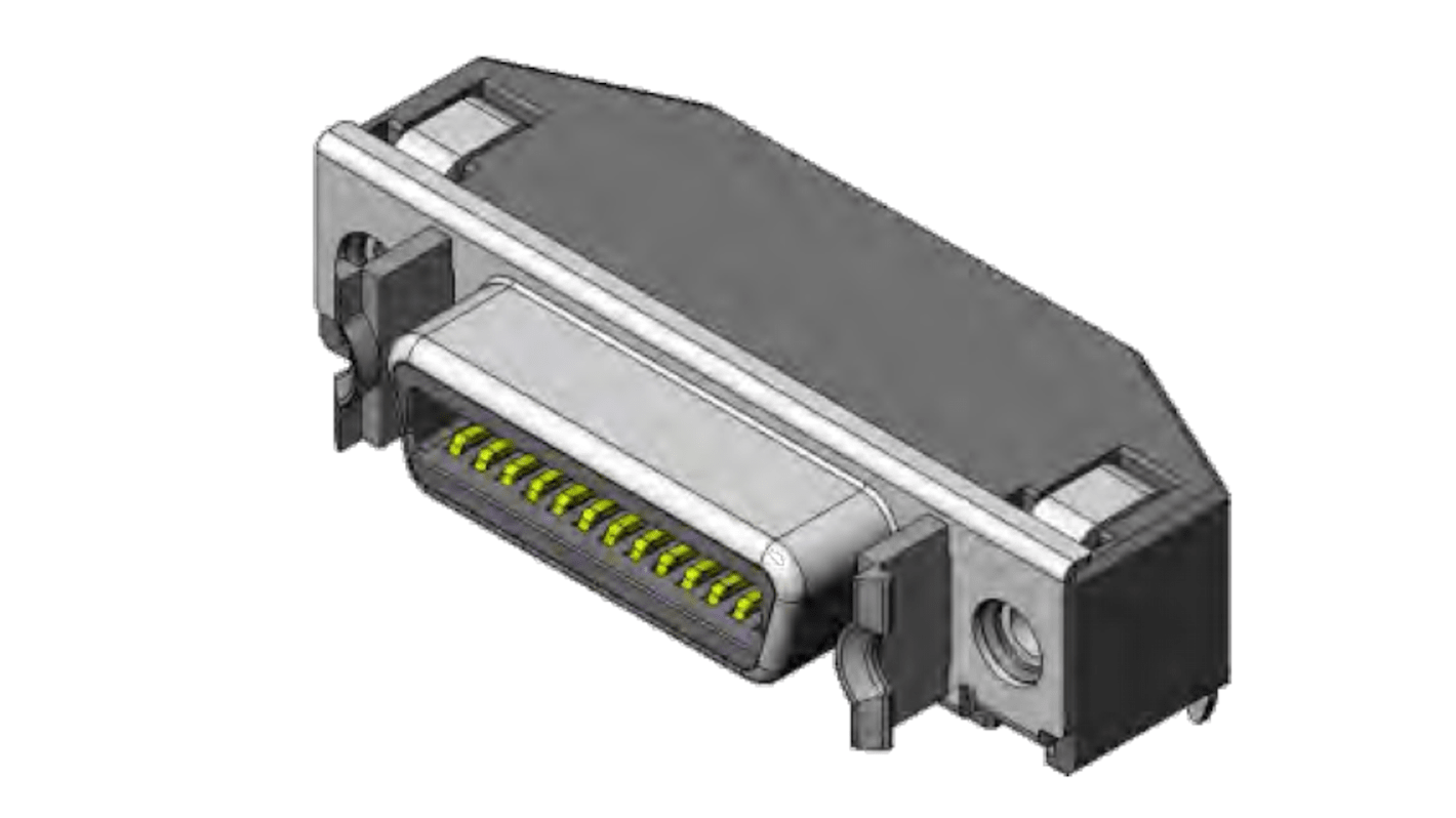 JAE DF02 20 Way Right Angle Through Hole D-sub Connector Socket, 1.27mm Pitch