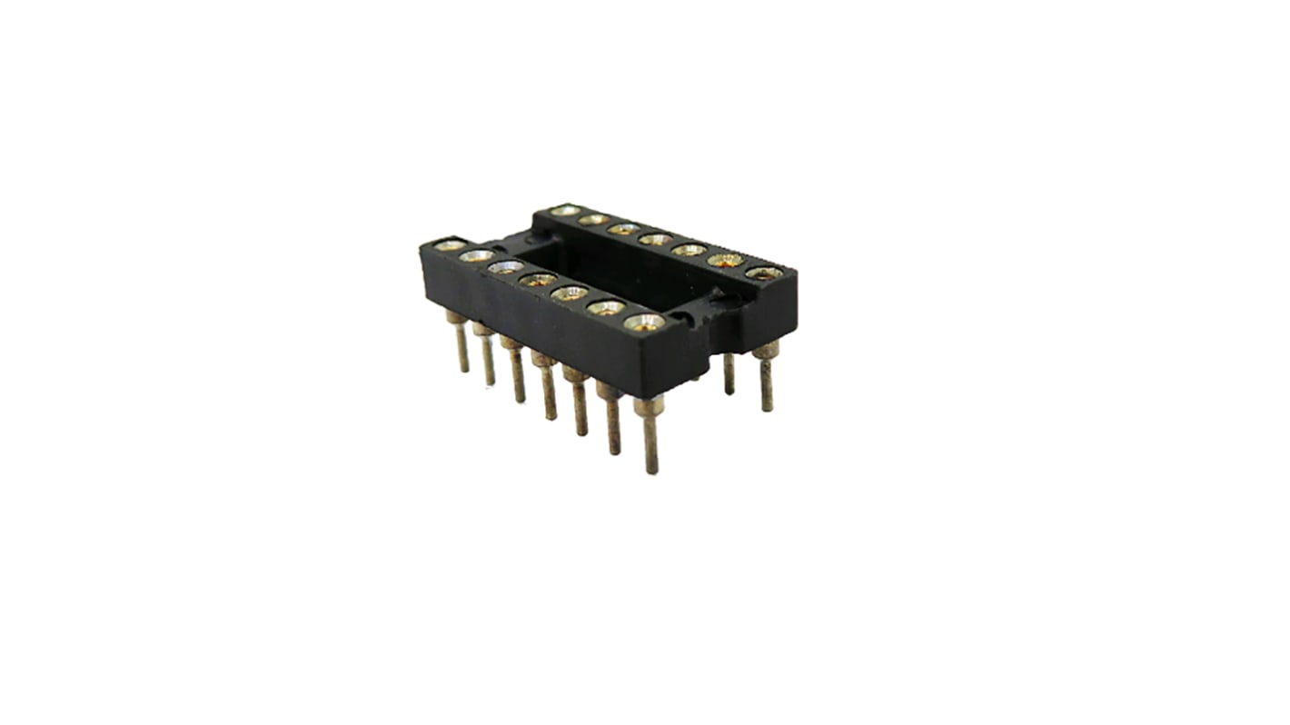 RS PRO 2.54mm Pitch 14 Way, Through Hole Turned Pin IC Dip Socket, 3A