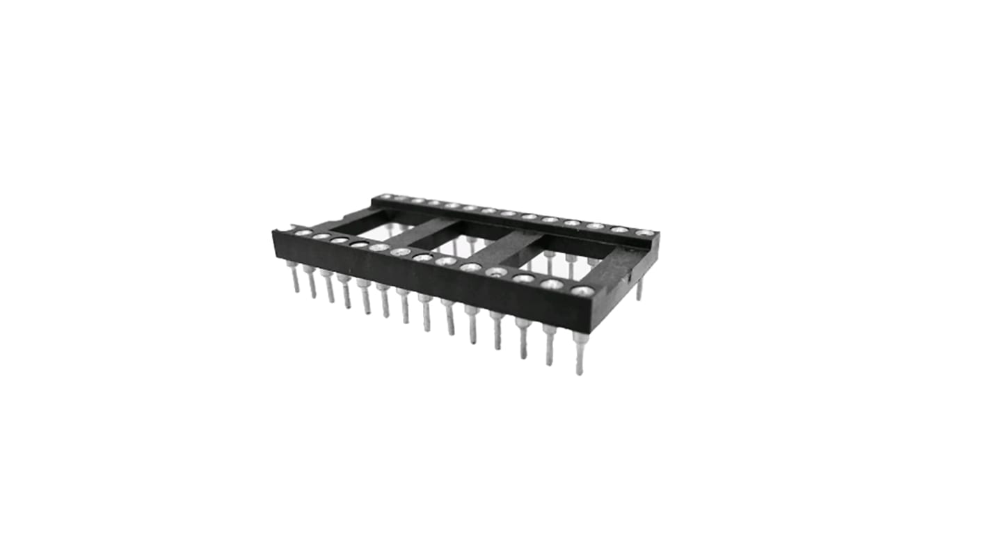 Support DIL RS PRO 28 voies, Traversant, broches Tulipe, Entraxe de 2.54mm, largeur de rangée 15.24mm