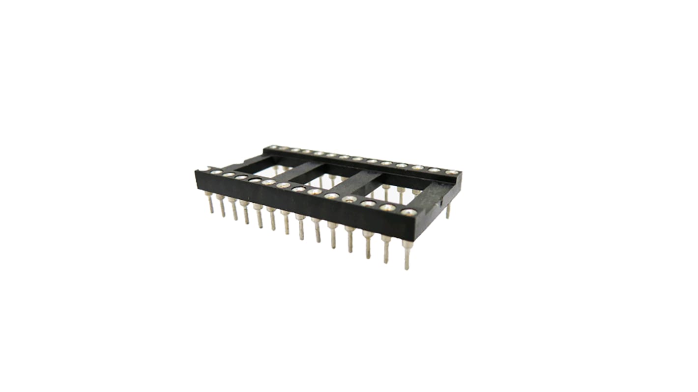 Support DIL RS PRO 28 voies, Traversant, broches Tulipe, Entraxe de 2.54mm, largeur de rangée 15.24mm