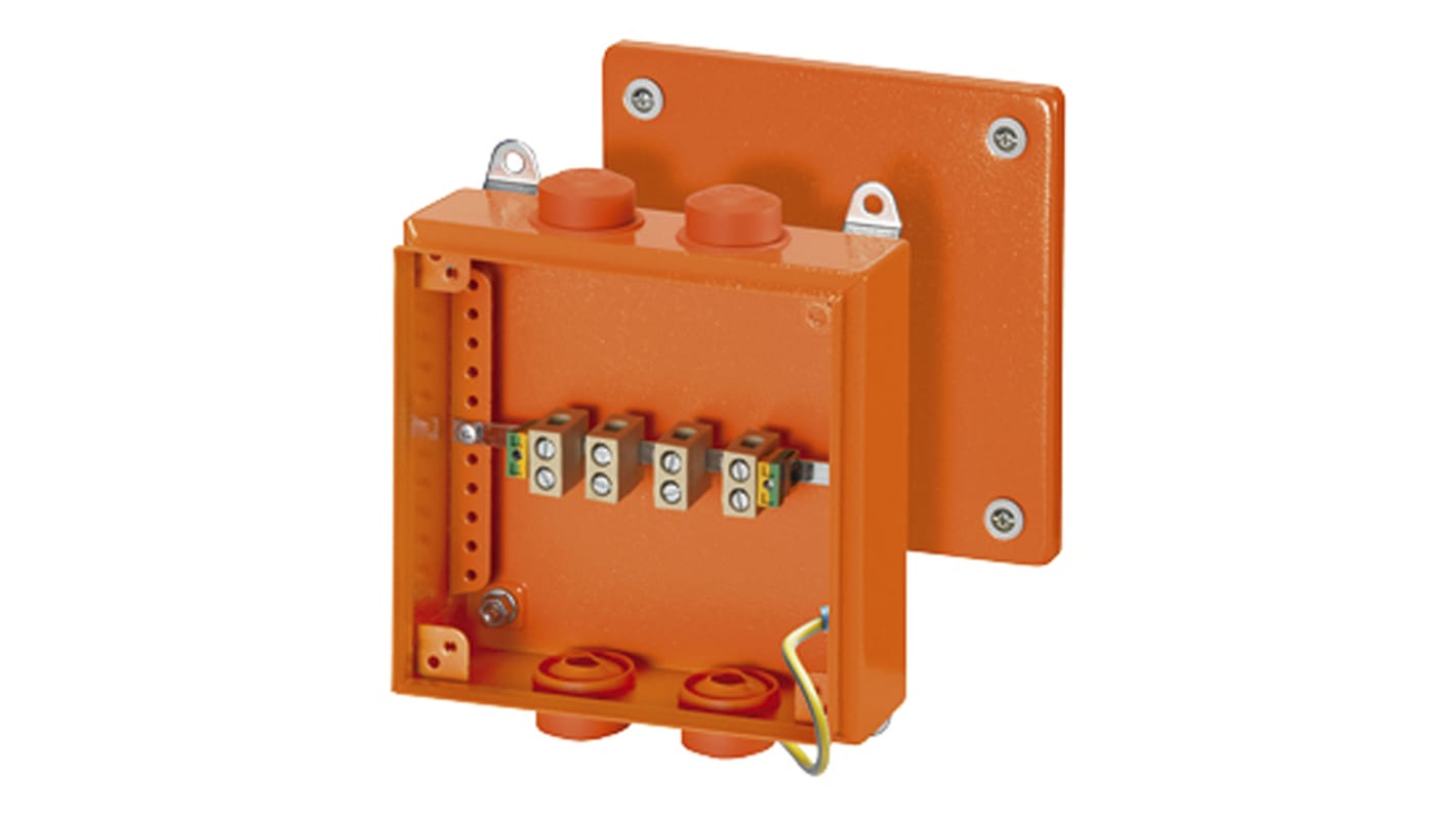 HENSEL Orange Steel Junction Box, IP66, 5 Terminals, 200 x 200 x 89mm