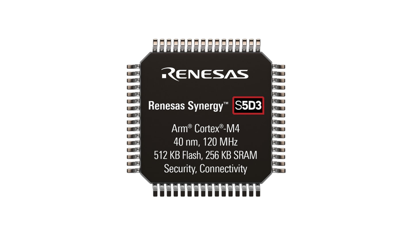 Renesas Electronics R7FS5D37A3A01CFP#AA0, 32bit ARM Cortex M4 Microcontroller, S5D3, 120MHz, 512 kB Flash, 100-Pin LQFP