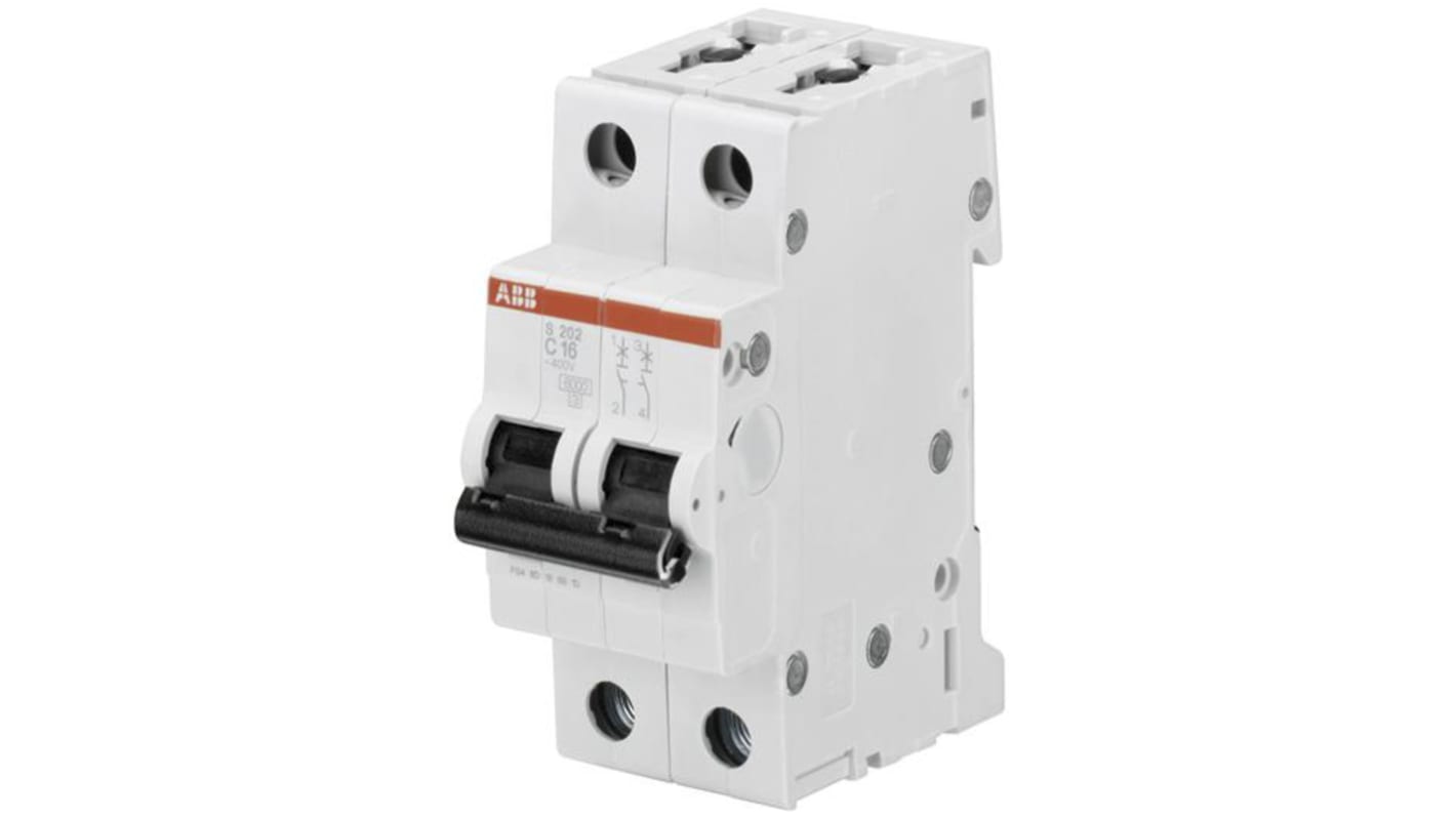 ABB System Pro M Compact S200 MCB, 2P, 500mA Curve C, 440V AC, 125V DC, 10 kA Breaking Capacity