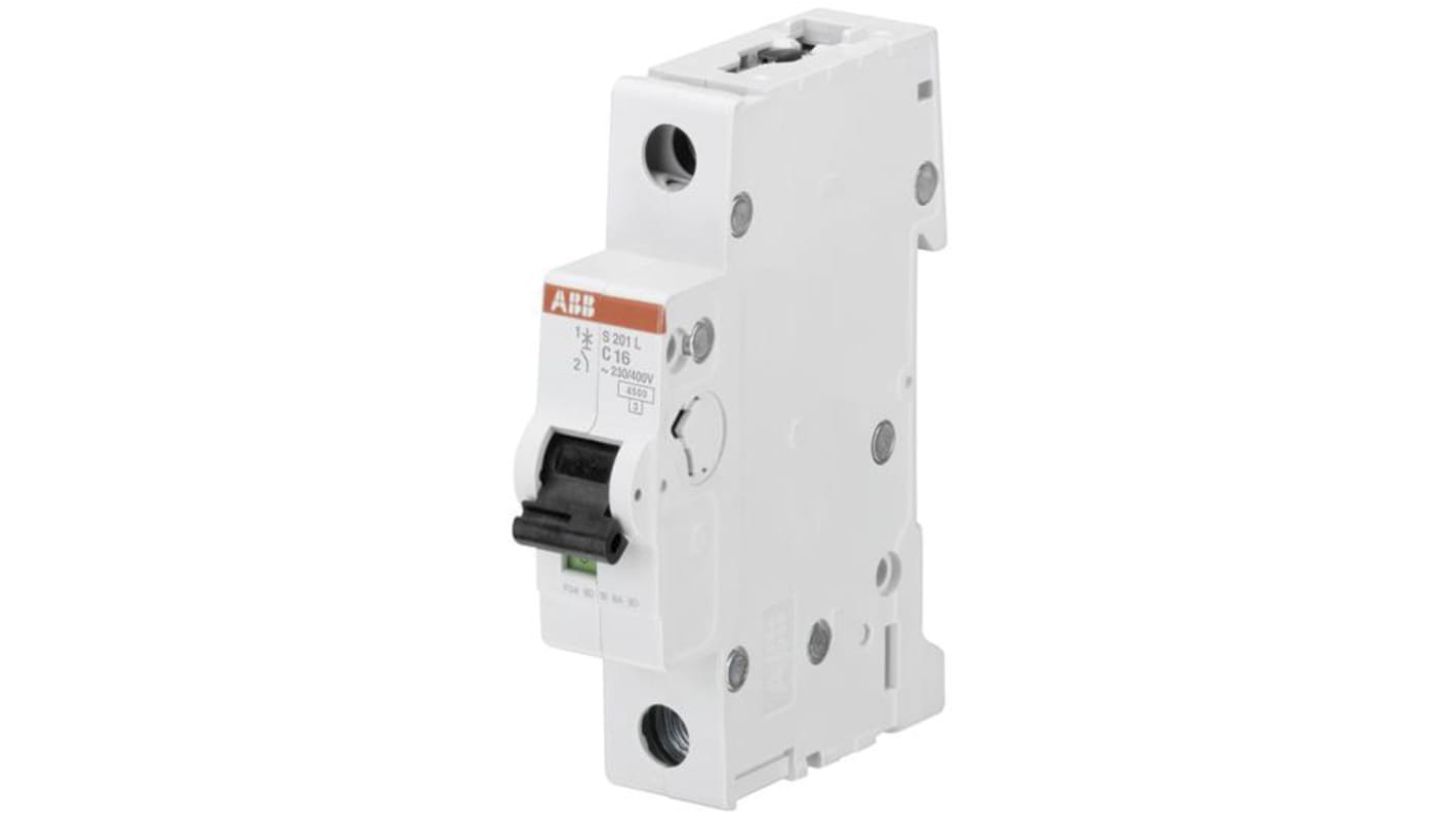 ABB System Pro M Compact S200L MCB, 1P, 20A Curve C, 400V AC, 6 kA Breaking Capacity