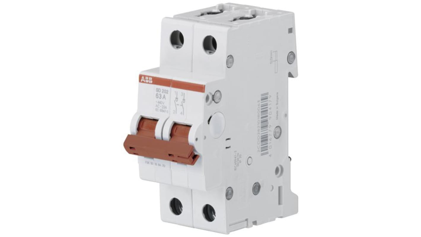 ABB 2P Pole Isolator Switch - 40A Maximum Current, IP20