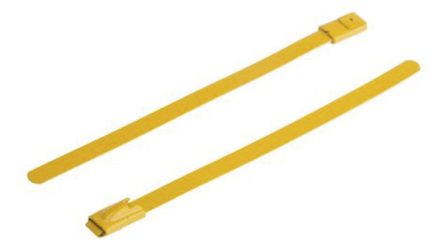 RS PRO Cable Tie, Ball Lock, 200mm x 7.9 mm, Yellow 316 Stainless Steel