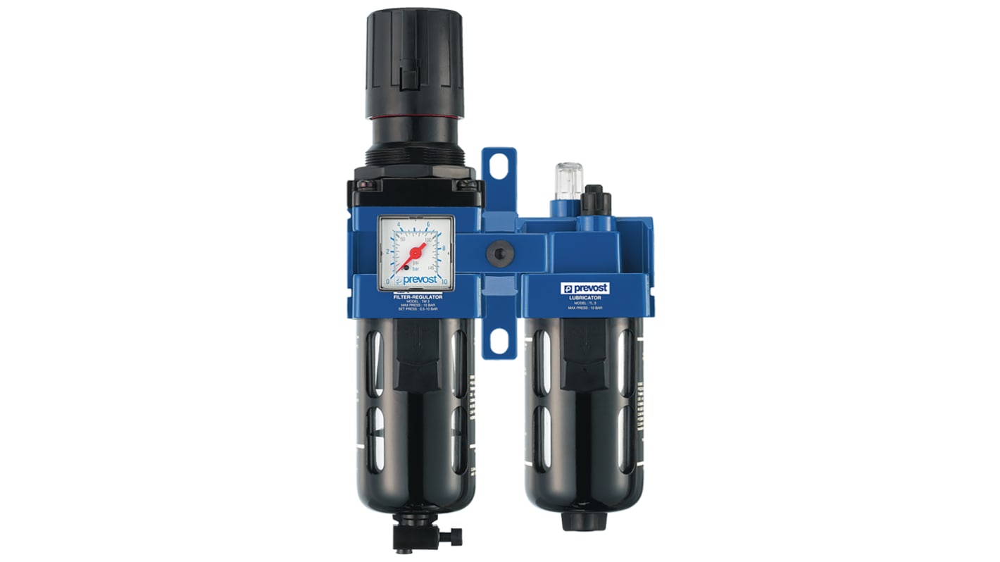 Unité de traitement FRL PREVOST, G 1/2, Filtration 25μm, 10 bars