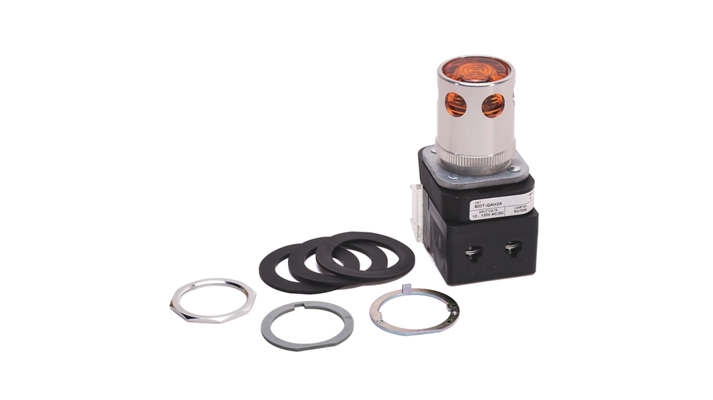 Allen Bradley 800T Series Amber Illuminated Momentary Push Button Head, 30mm Cutout, IP67, IP69K