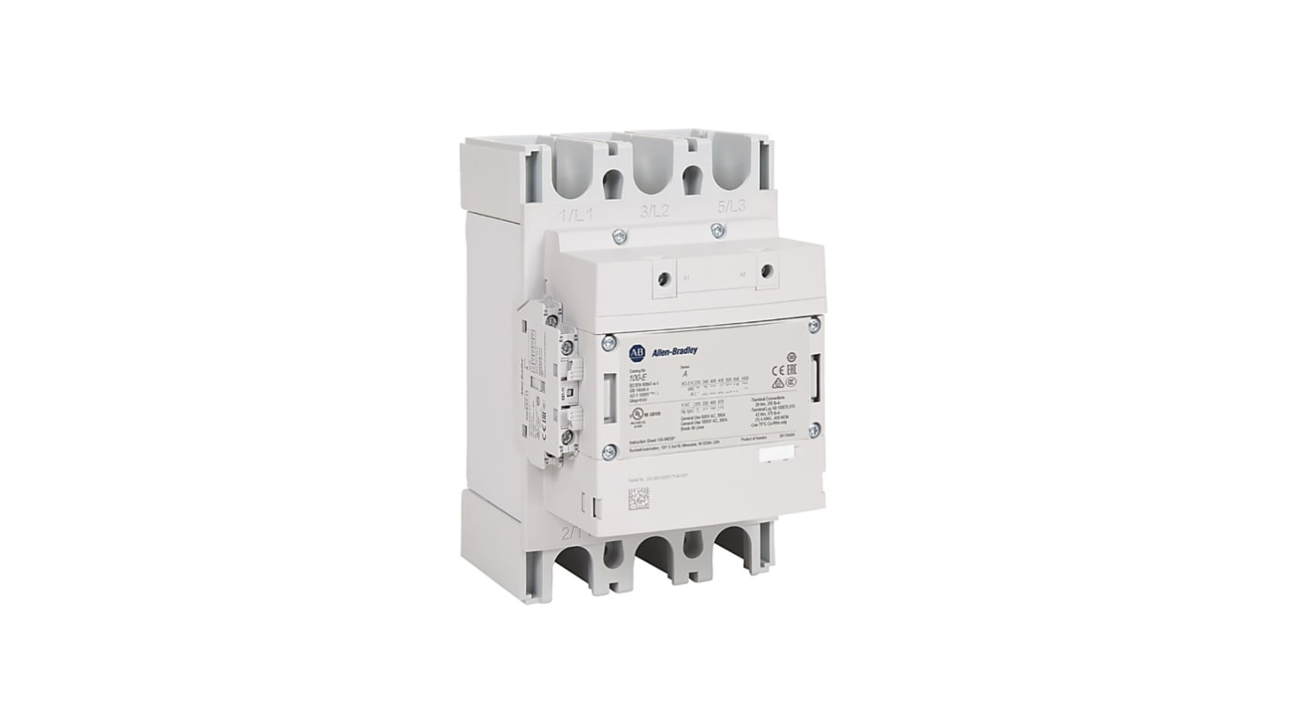 Contattore Allen Bradley, 1 NO + 1 NC, 305 A, bobina 100 → 250 V c.c.