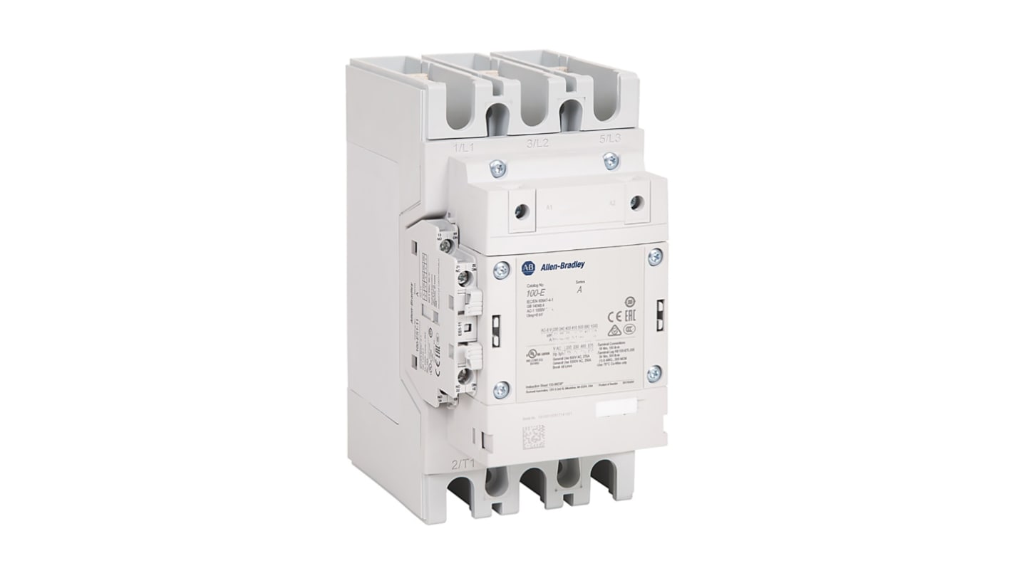 Allen Bradley 100S-E Series Contactor, 100 → 250 V ac/dc Coil, 3-Pole, 116 A, 1NO + 1NC, 250 V ac/dc