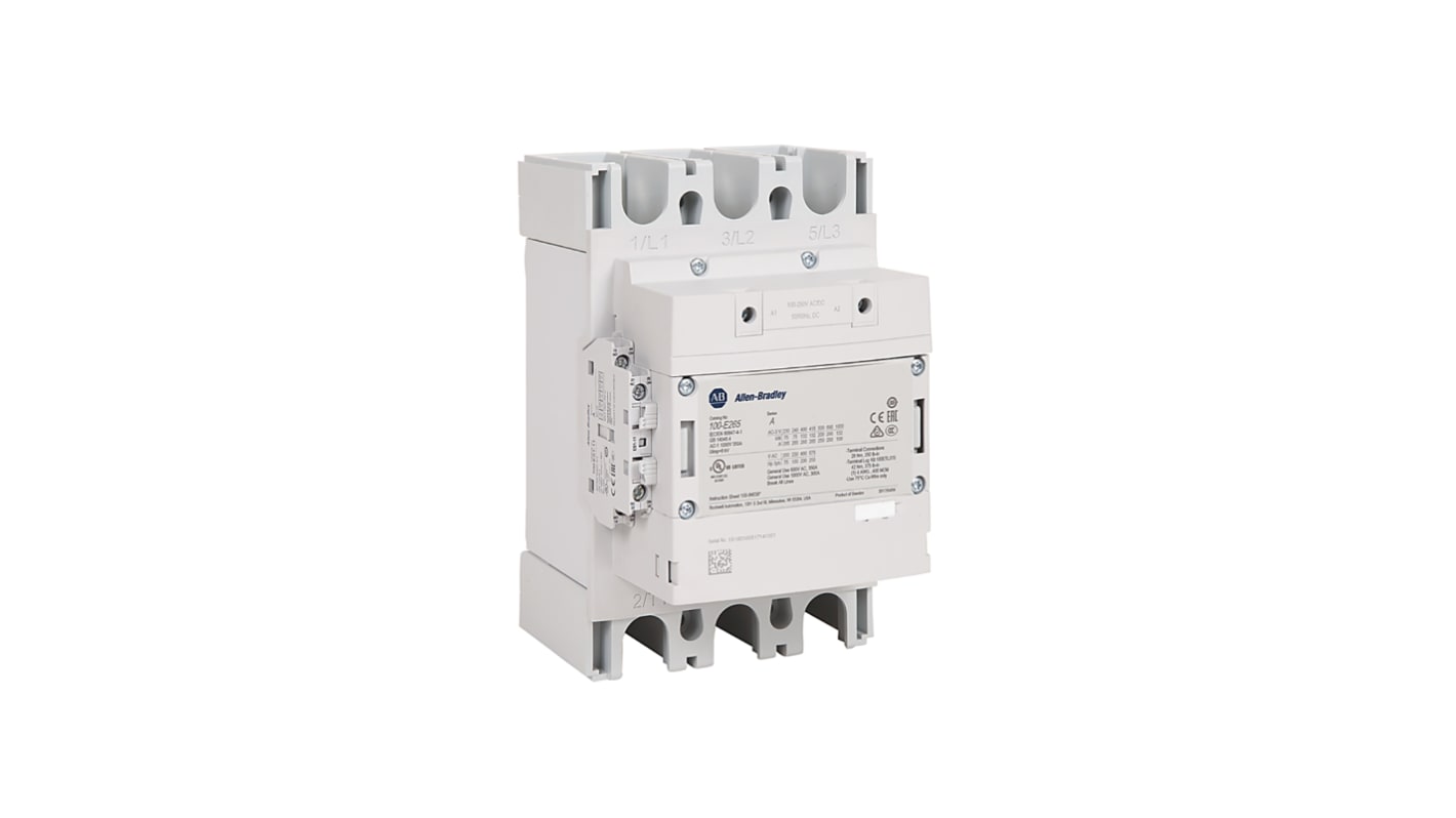 Allen Bradley 100S-E Series Contactor, 24 → 60 V ac/dc Coil, 3-Pole, 116 A, 1NO + 1NC, 60 V ac/dc