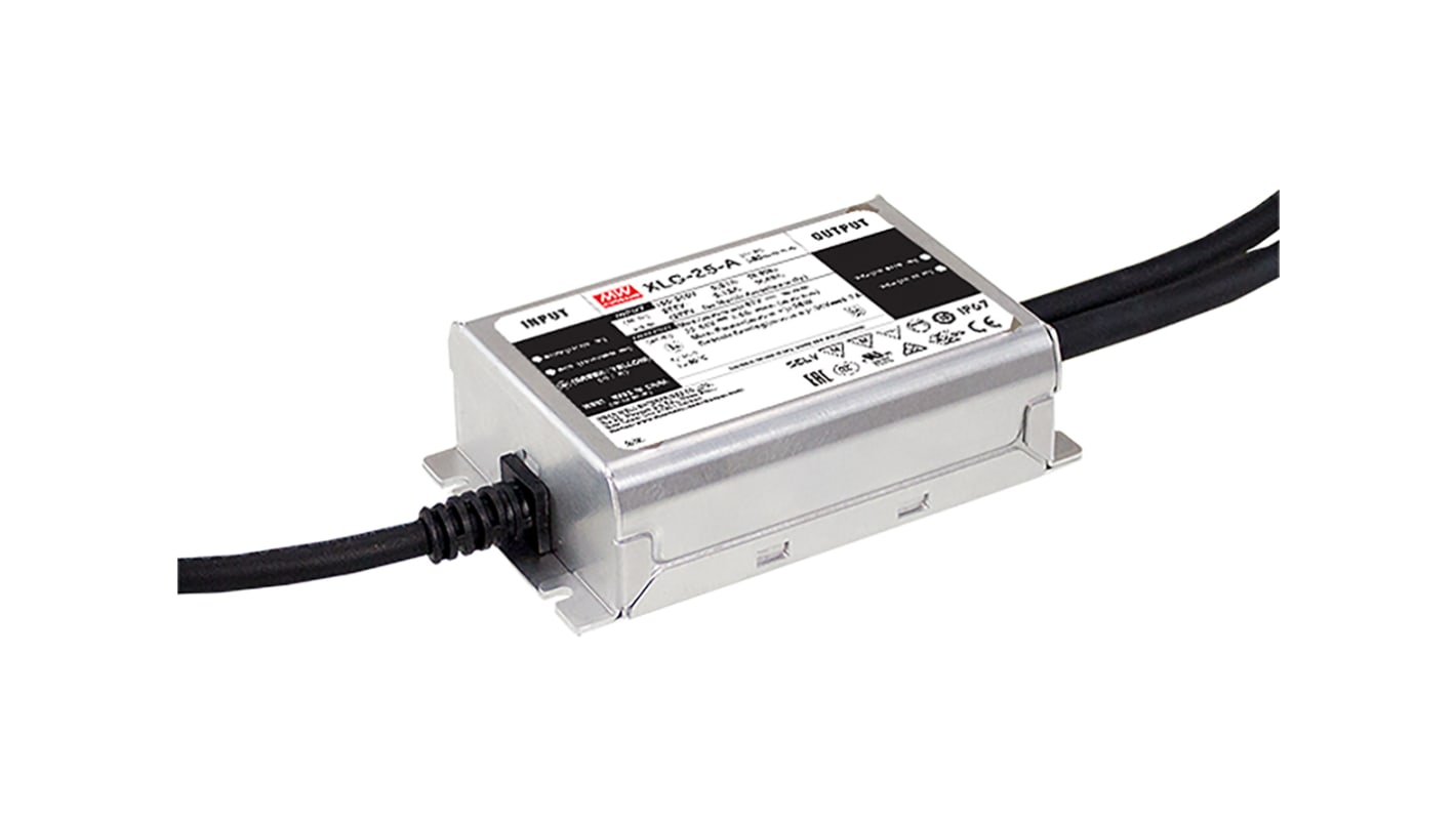 Driver LED corriente constante MEAN WELL XLG-25 de salidas, IN: 90 → 305 V ac, OUT: 22 → 54V, 700mA, 25W,