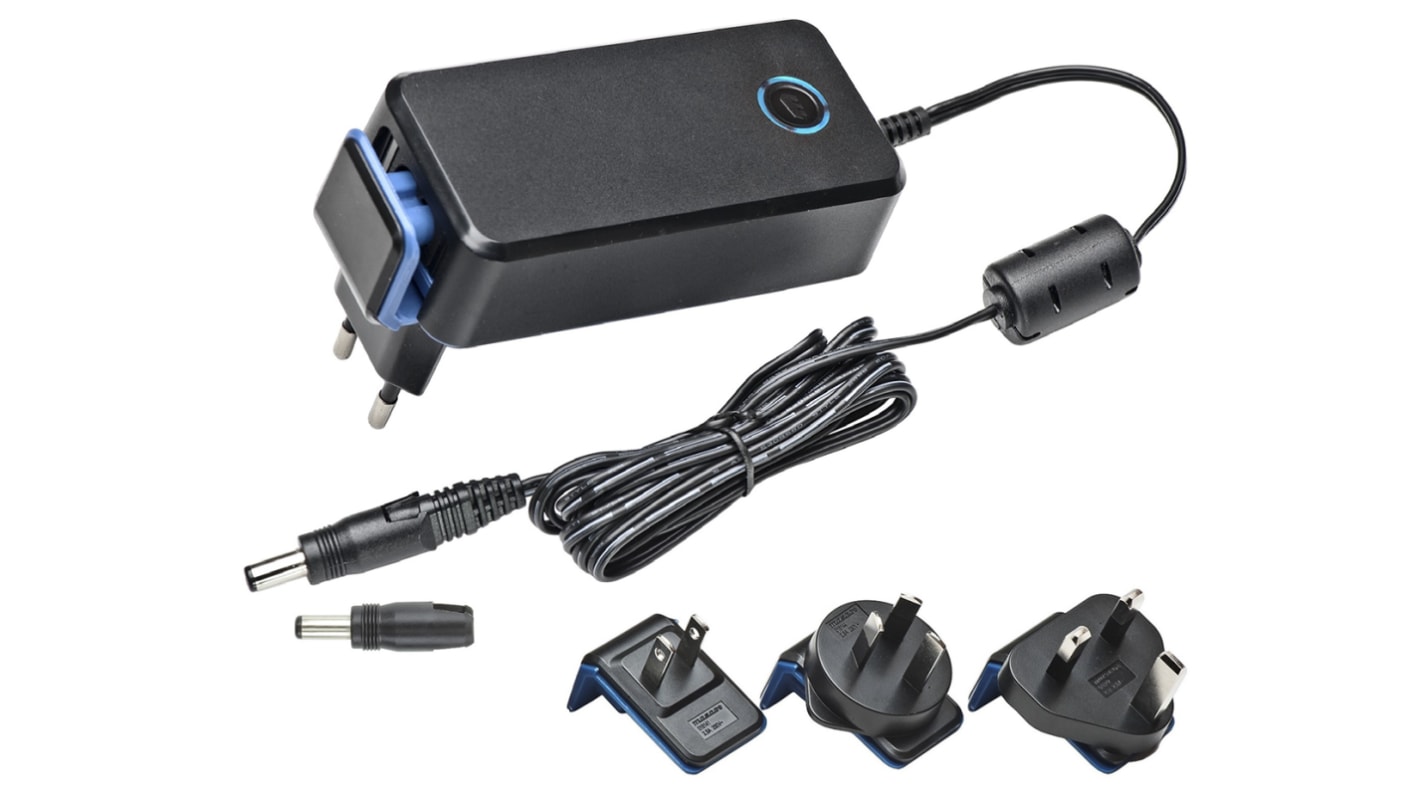 Mascot 3626 Steckernetzteil AC/DC-Adapter 28W, 100V ac, 15V dc / 1.86A Medizin-Zulassung, Universal-Stecker