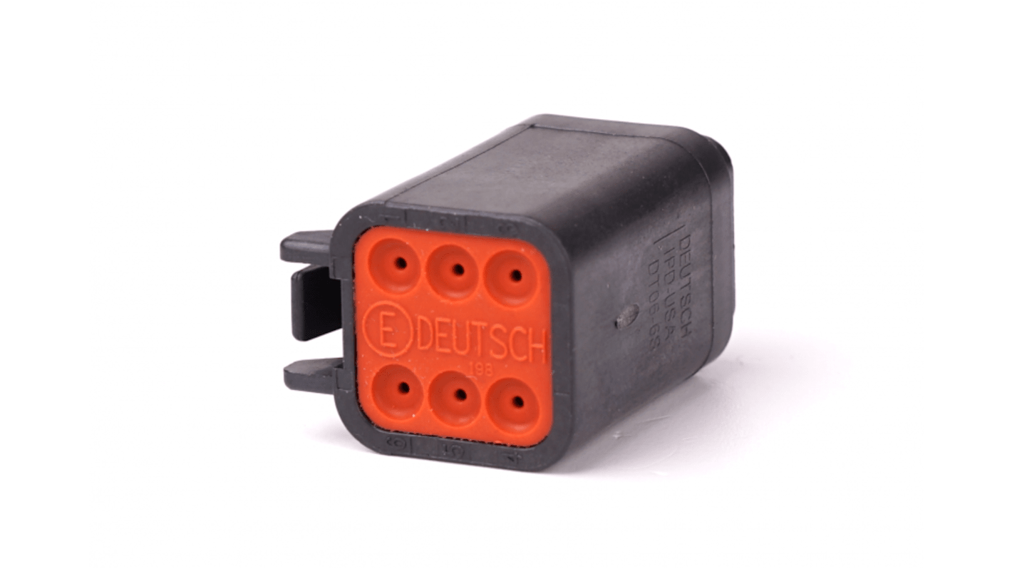 Conector de automoción Deutsch DT Macho de 6 vías en 2 filas, 13A, IP68