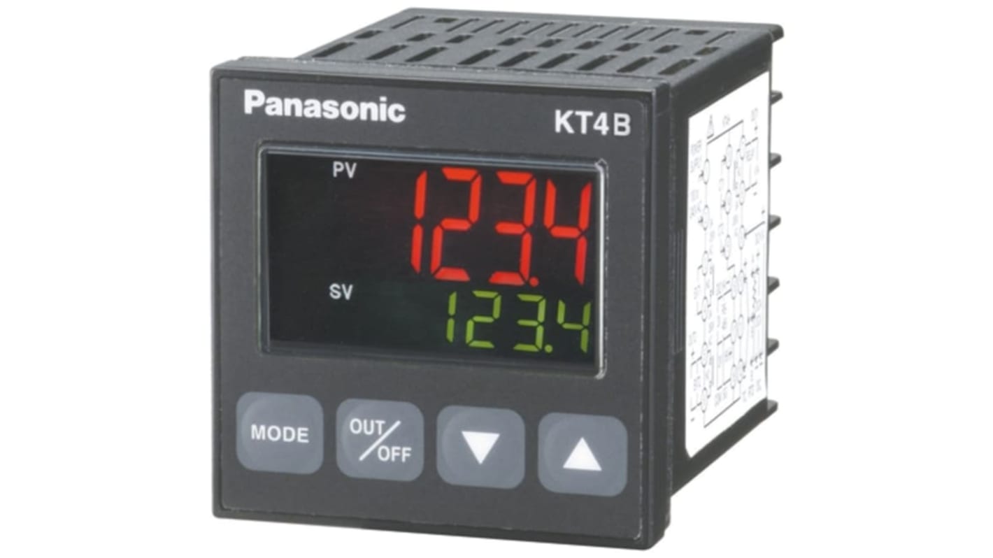 Panasonic KT4H Panel Mount PID Temperature Controller, 48 x 59.2mm 1 Input, 1 Output Non Contact Voltage, 100 →