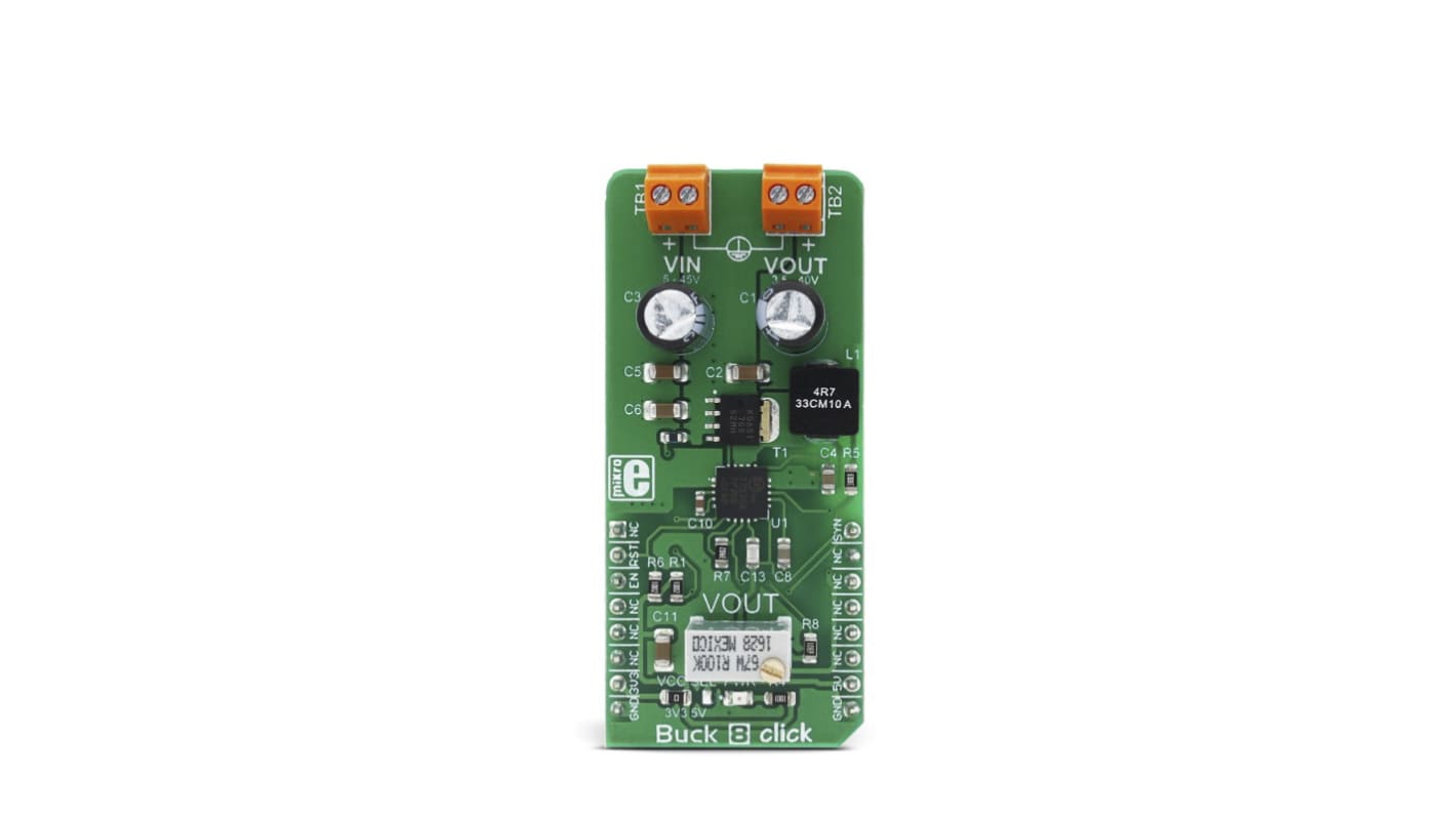 Development Kit Buck 8 Click for use with Distributed Supply Regulators, General Purpose Power Supplies, Wall