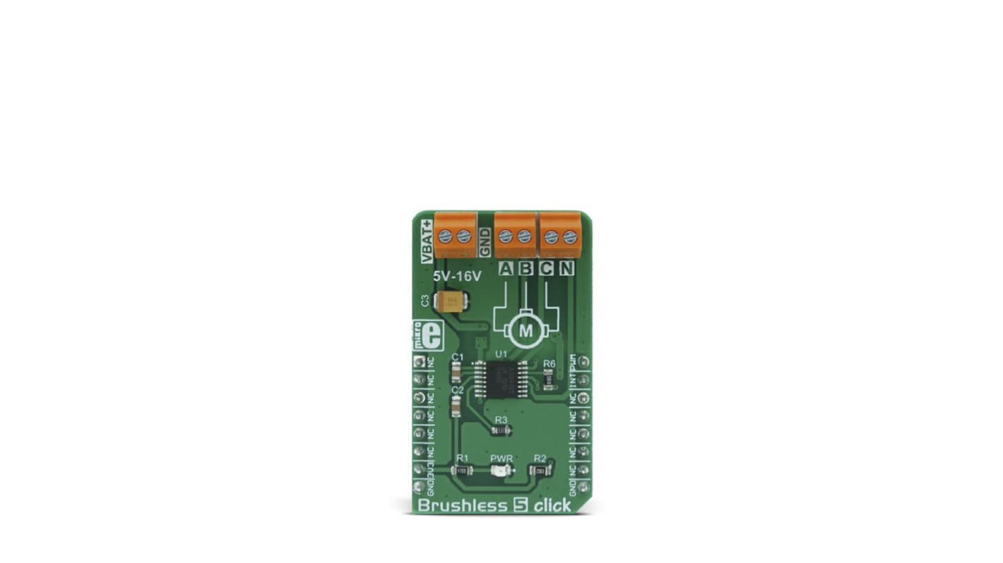 Development Kit Brushless 5 Click for use with Efficient Air Ventilation Systems, Sensorless BLDC Motor Driving, Silent