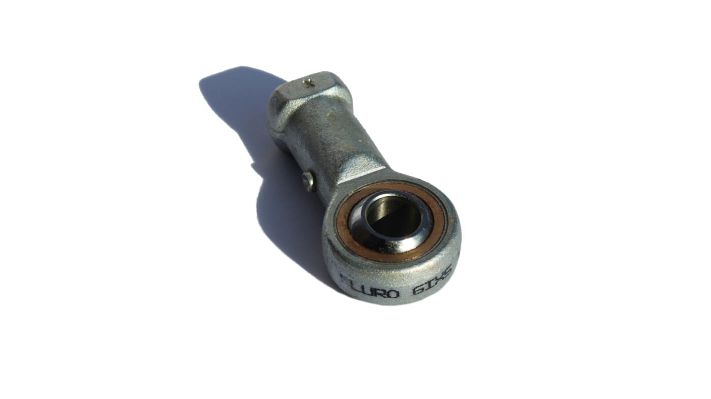 Fluro M12 x 1.75 Female Galvanized Steel Rod End, 12mm Bore, 66mm Long, Metric Thread Standard, Female Connection Gender