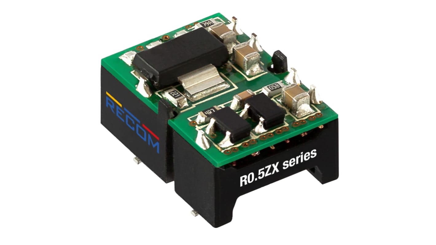 Recom R0.5ZX DC-DC Converter, 5V dc/ 100mA Output, 4.75 → 5.25 V dc Input, 0.5W, Surface Mount, +100°C Max Temp