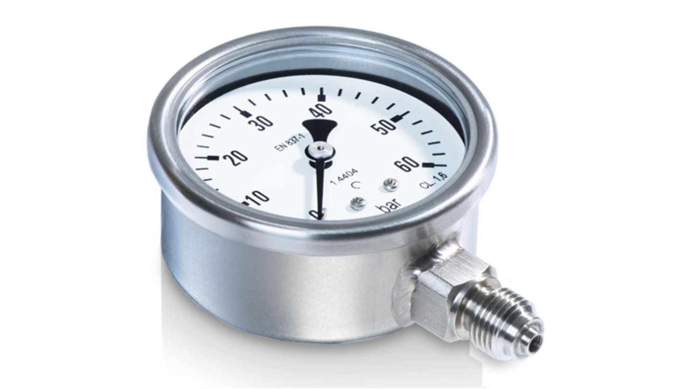 Bourdon G 1/4 Analogue Pressure Gauge 4bar Bottom Entry, MEX3-D20.B19, 0bar min.