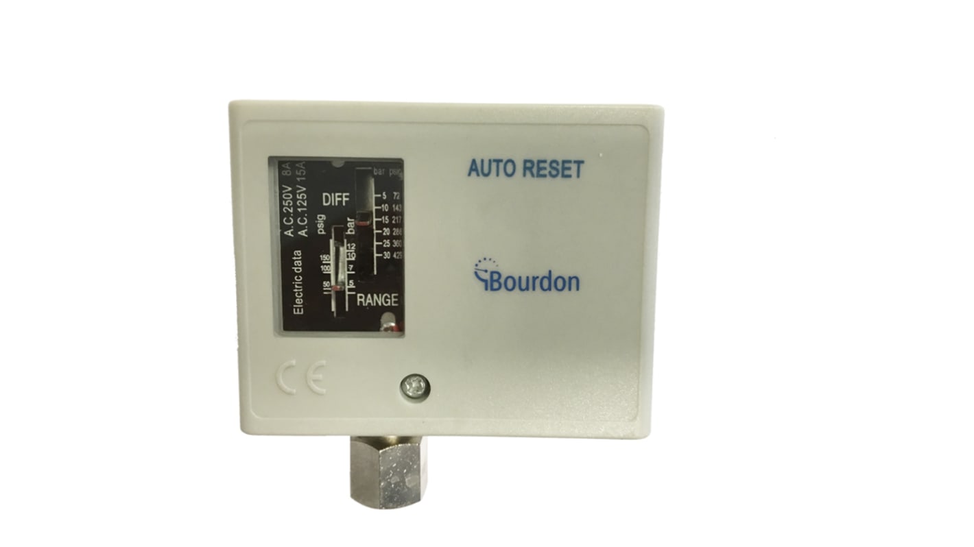 Bourdon UT, 1/4' BSP-Innengewinde Differenzial Druckschalter, 24 V dc, 220V ac, 3bar → 16 bar