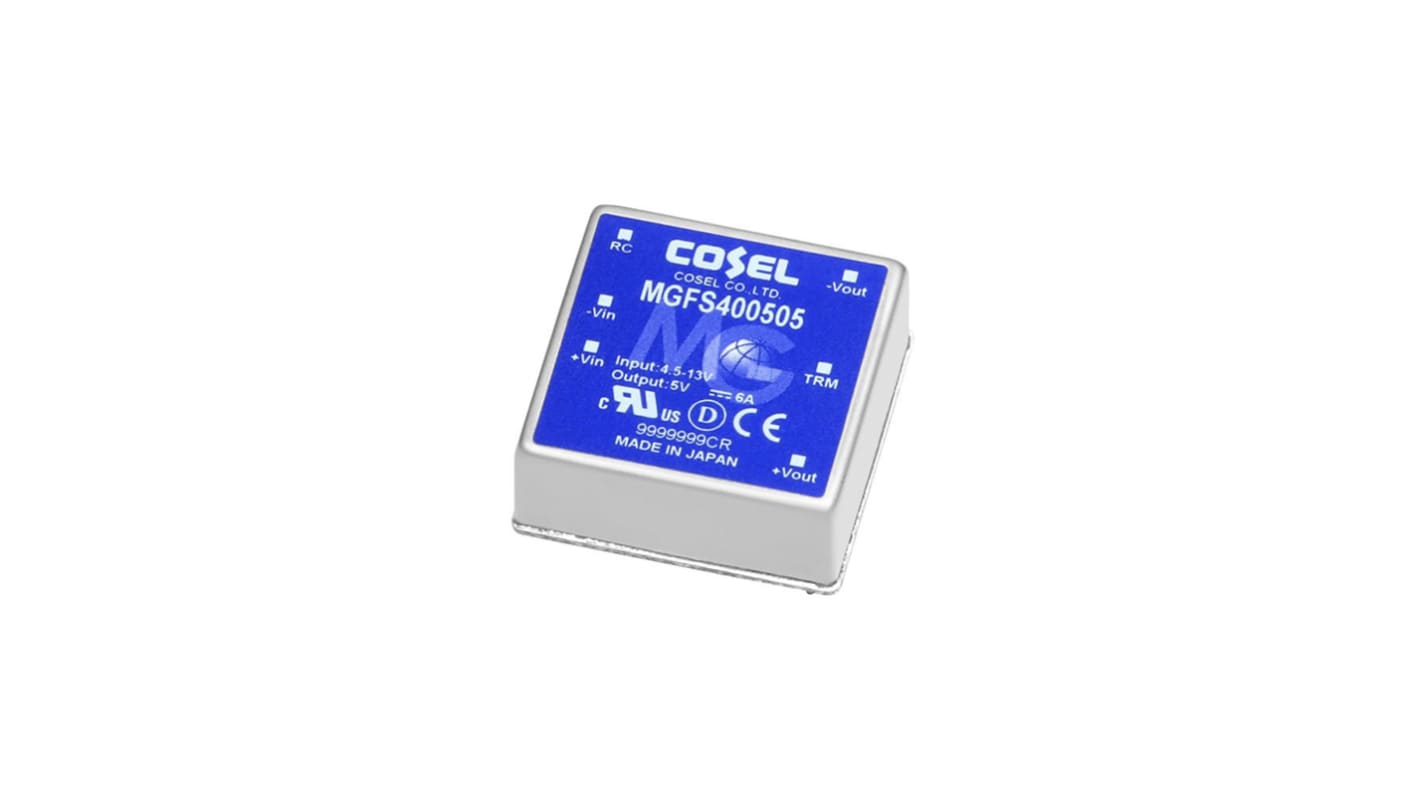 Cosel MGFS40 DC-DC Converter, 12V dc/ 3.4A Output, 9 → 36 V dc Input, 40.8W, PCB Mount, +85°C Max Temp -40°C Min