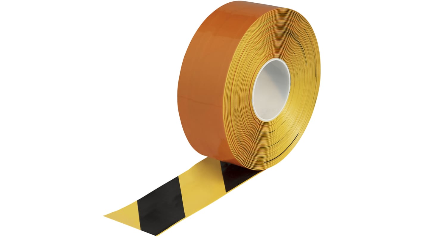 Brady Vinyl Markierungsband Schwarz, Gelb Typ Bodenmarkierungsband, Stärke 1.27mm, 76.2mm x 30.48m