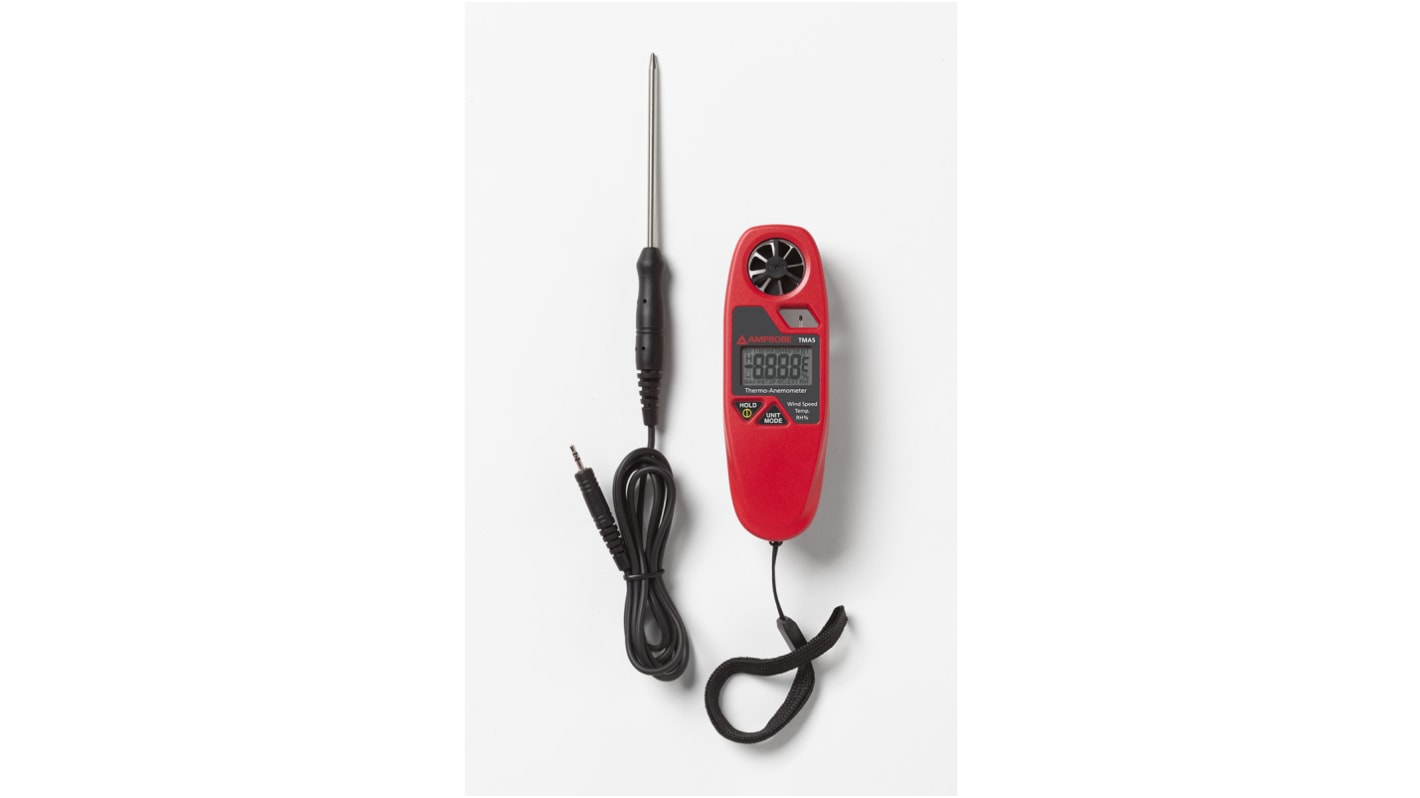 Beha-Amprobe TMA5 Anemometer, 20m/s Max, Measures Air Velocity, Humidity, Temperature with RS Calibration