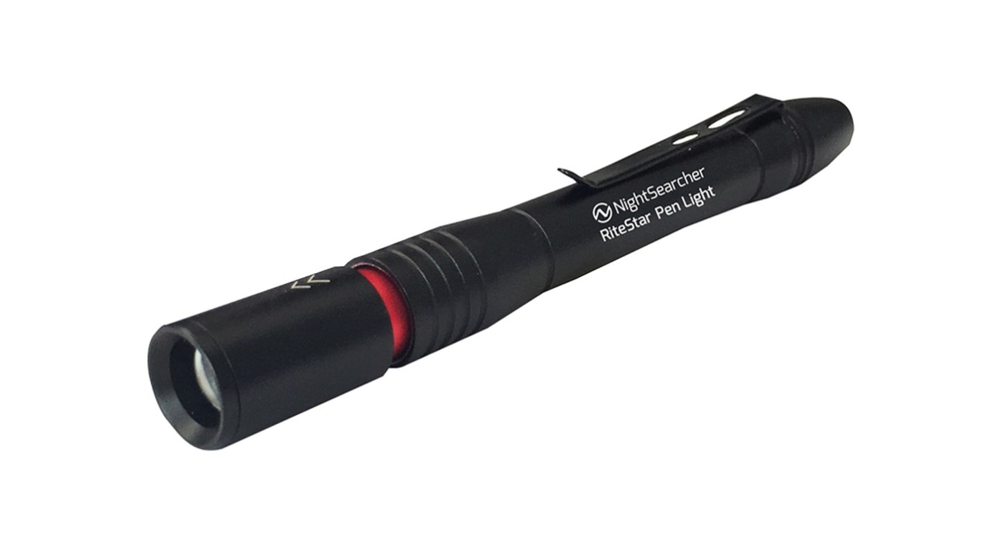 Nightsearcher Akku Stift-Taschenlampe im Alu-Gehäuse , 50 lm, 150 mm, UK-Netzstecker