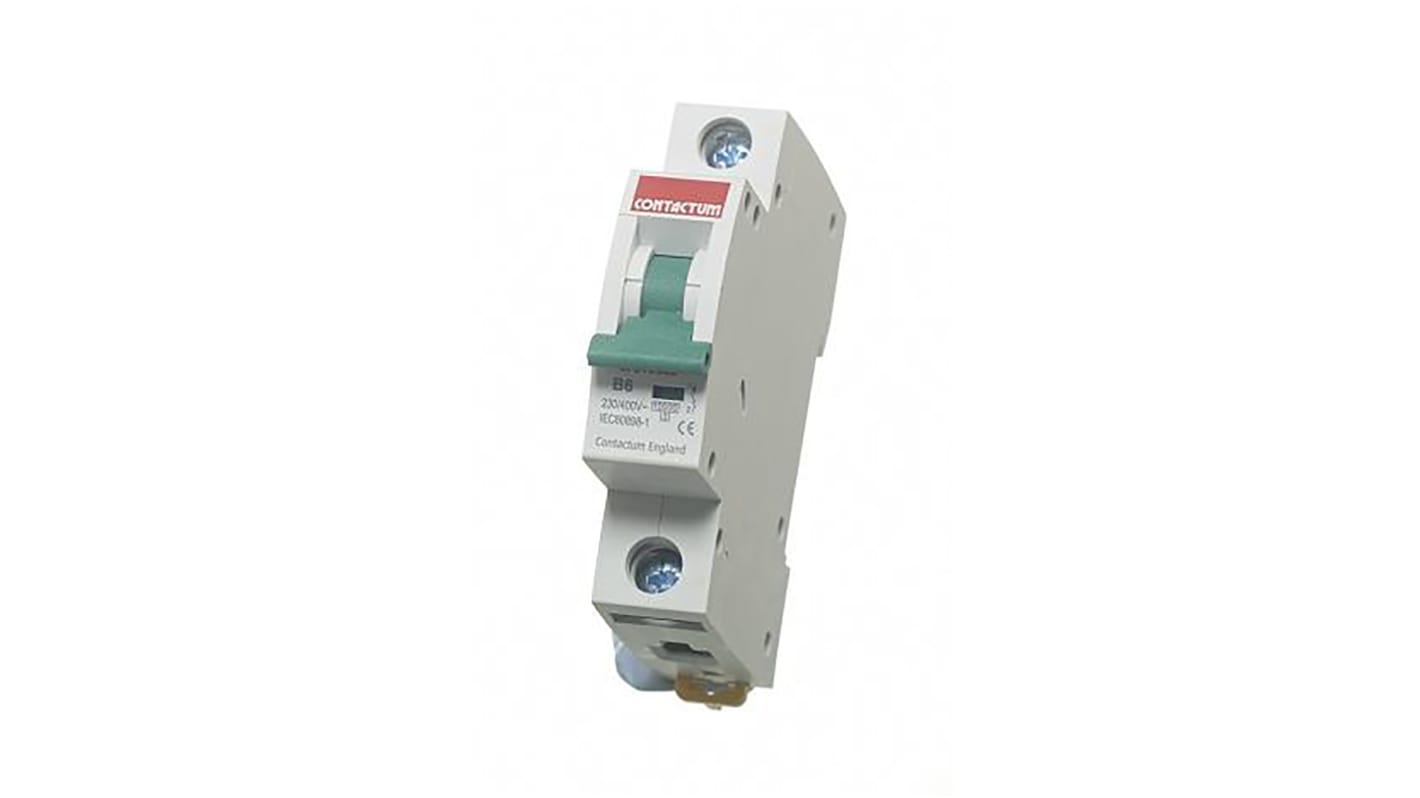 Interruptor automático 1P, 6A, Curva Tipo B, Poder de corte 10 kA CPB1006B, Montaje en Carril DIN
