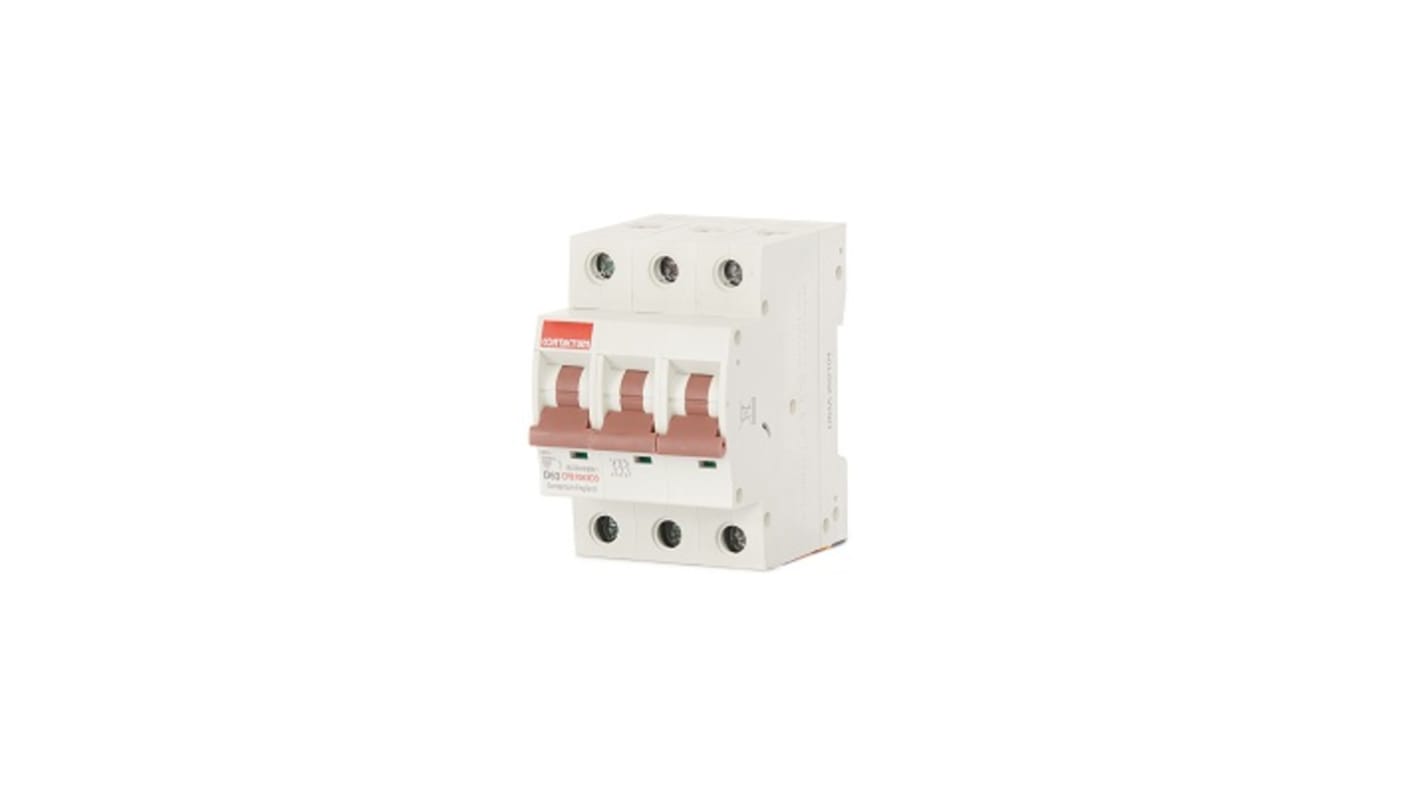 Contactum MCB, 3P, 63A Curve D, 415V AC, 10 kA Breaking Capacity