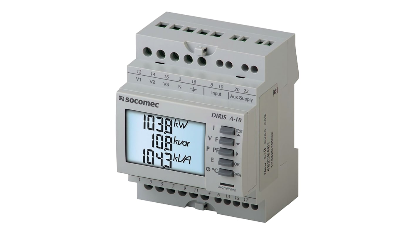 Socomec 1, 3 Phase Backlit LCD Energy Meter