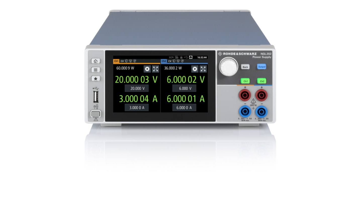 Fuente de alimentación Rohde & Schwarz NGL202, 2 salidas, 0 → 20V, 6A, 120W