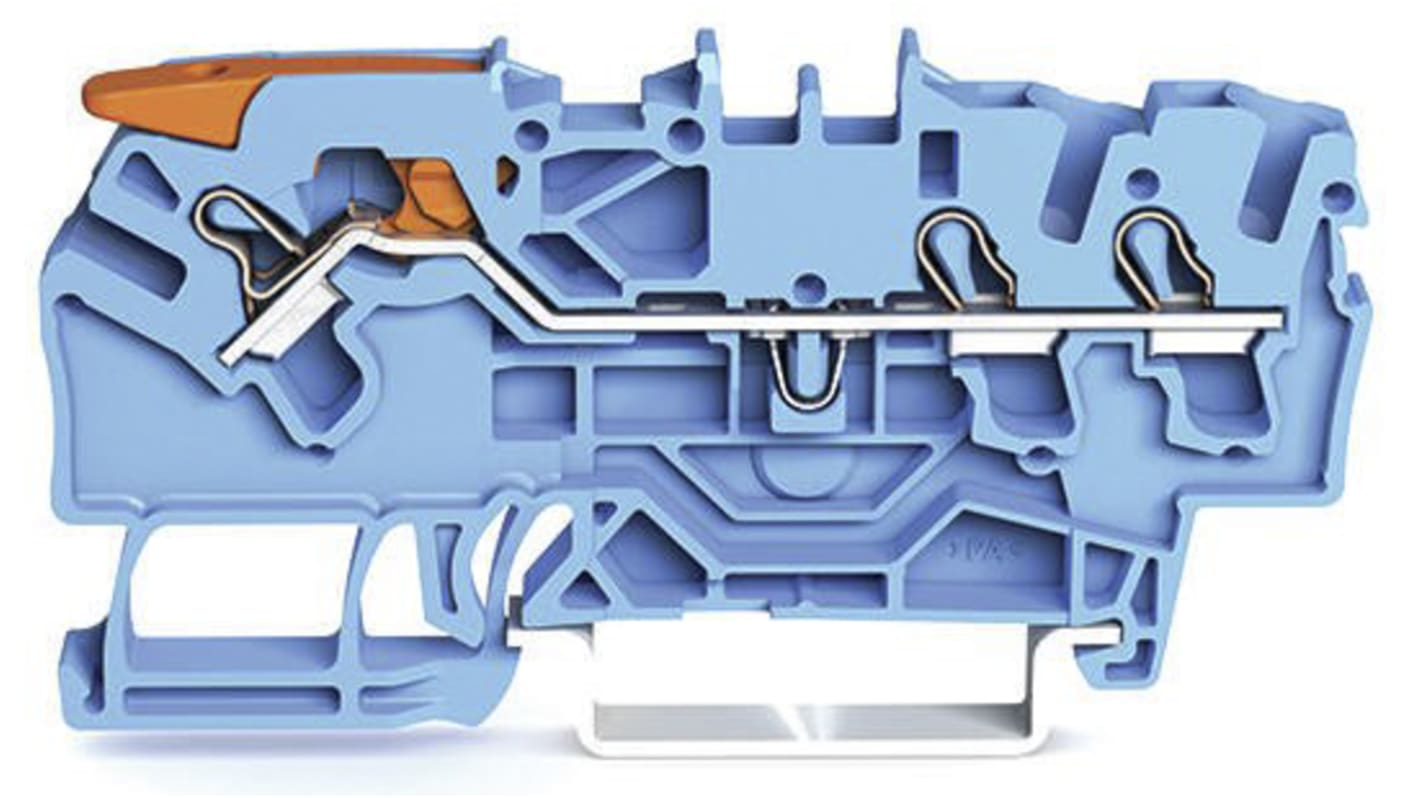 Morsettiera passante Wago, Blu, livello Singolo, , 24A