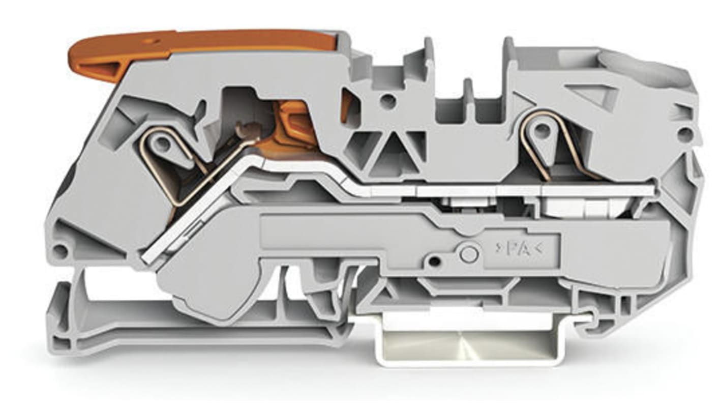 Wago TOPJOB S, 2116 Series Grey Feed Through Terminal Block, 16mm², Single-Level, Push-In Cage Clamp Termination, ATEX,