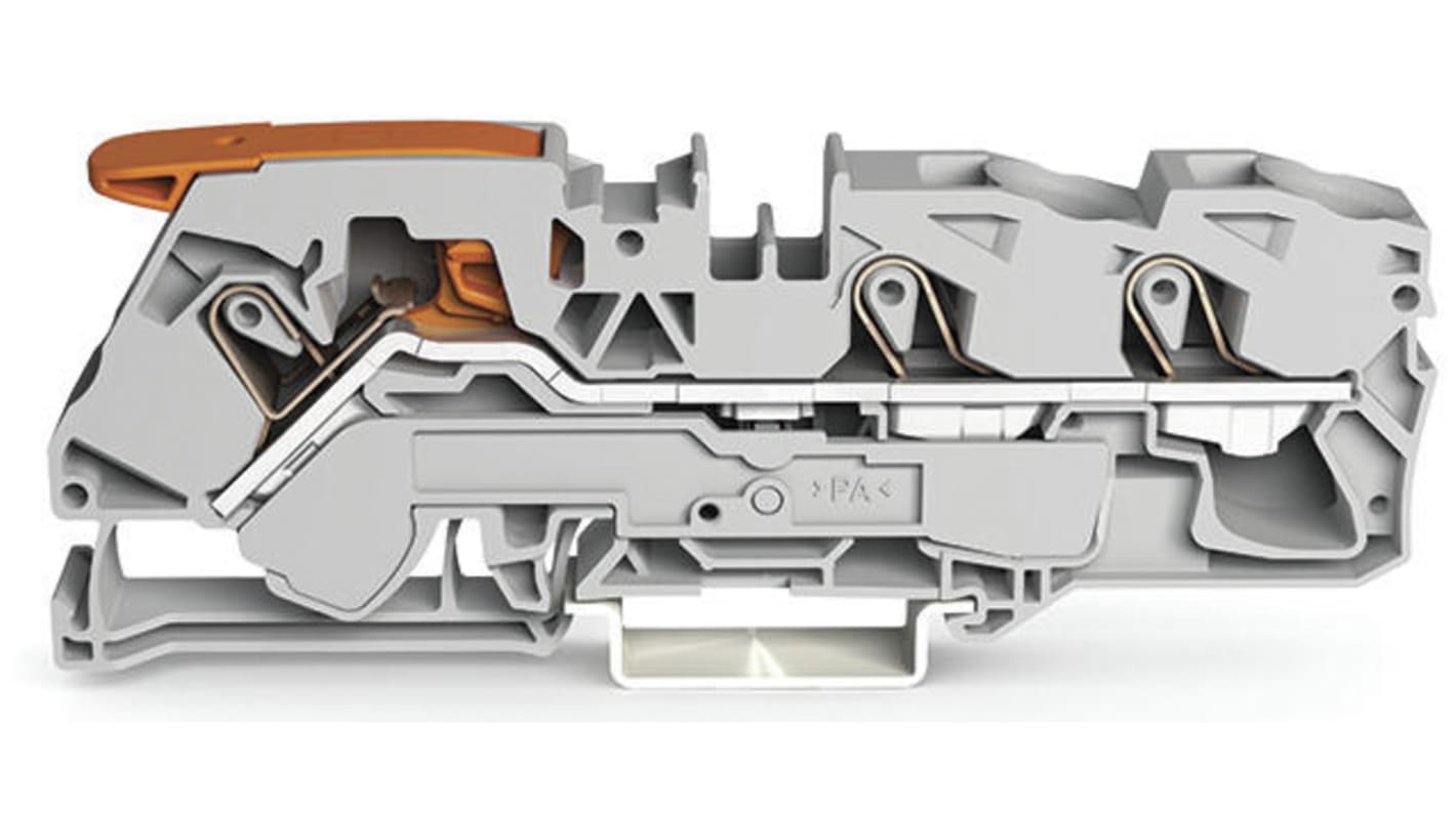 Wago TOPJOB S, 2116 Series Grey Feed Through Terminal Block, 16mm², Single-Level, Push-In Cage Clamp Termination, ATEX,