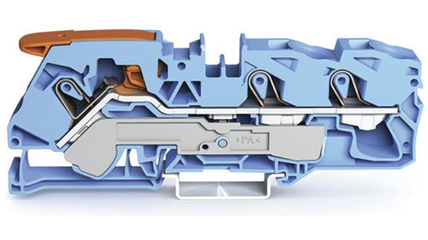 Wago TOPJOB S, 2116 Series Blue Feed Through Terminal Block, 16mm², Single-Level, Push-In Cage Clamp Termination, ATEX,